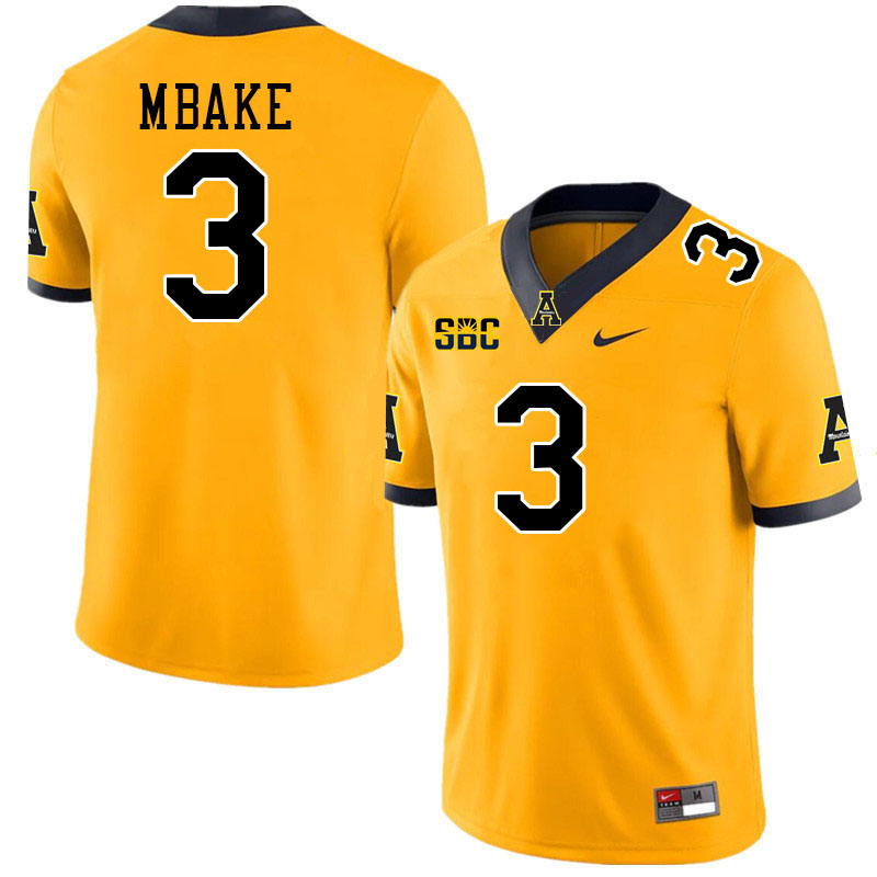 Appalachian State Mountaineers #3 Sam Mbake College Football Jerseys Stitched-Gold Appalachian State Mountaineers #3 Sam Mbake College Football Jerseys Stitched-Gold